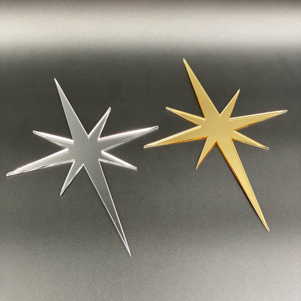 Mid Century Modern MIRROR Atomic Starburst (Individual) | Silver or Gold "Mirror" Acrylic Cutout | Retro Decor | Atomic Avocado Designs®