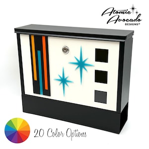 Mid Century Modern Locking Mailbox | &quot;ModLine&quot; Design | Retro Mail Box | Letter Box | MCM Wall-Mounted Mailbox | Atomic Avocado Designs®