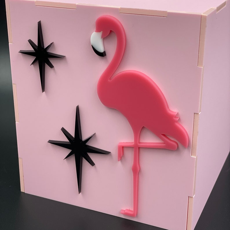 Mid Century Modern Tissue Box Cover Atomic Flamingo Design Retro Pink Flamingo Mid Century Decor Atomic Avocado Designs® image 5