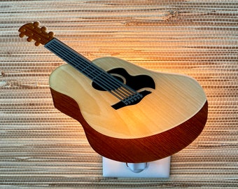3D Handcrafted Acoustic Guitar Night Light | Musical Instrument Inspired | Six String Guitar | Ambient Lighting | Atomic Avocado Designs®
