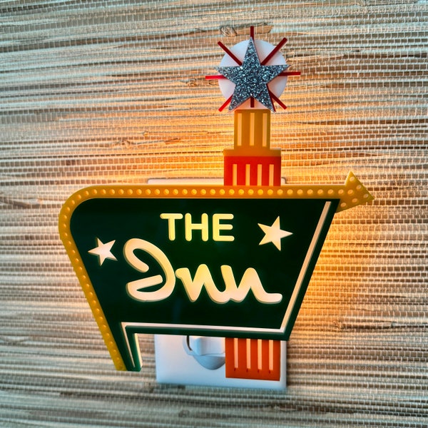 3D Mid Century Modern "Roadside Inn" Night Light | Holiday Hotel | Retro Motel Sign | Nostalgic Vacation Gift | Atomic Avocado Designs®