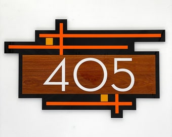 3D Mid Century Modern "Wright" Address Sign | Modern House Numbers | Frank Lloyd Wright Inspired | Acrylic Sign | Atomic Avocado Designs®