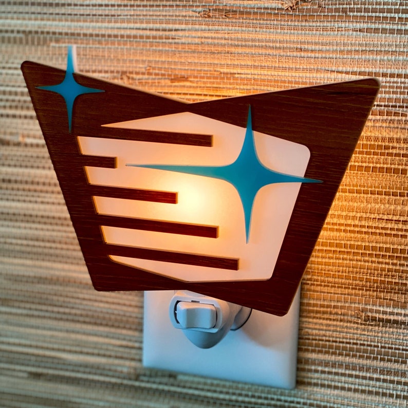 Mid Century Modern Night Light Coltrane Design Ambient Lighting Plug In Wall Light Atomic Avocado Designs® image 1