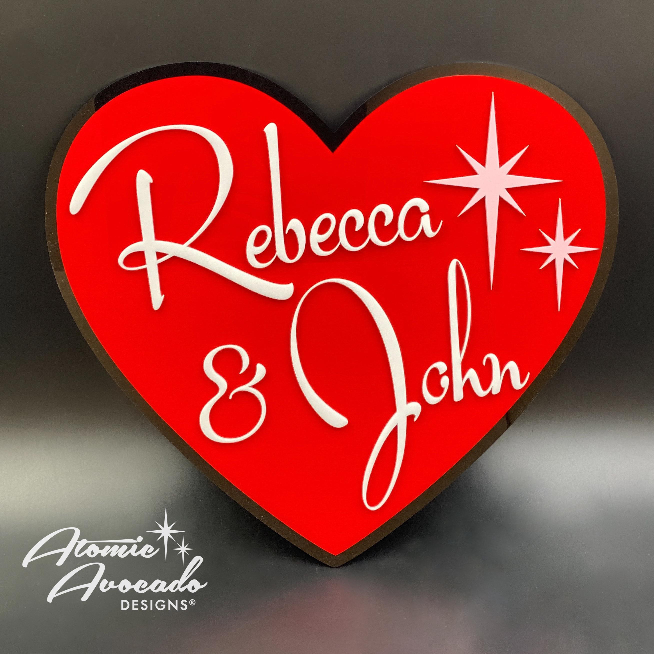 Mid Century Modern "I Love Lucy" Sign | Valentine's Day | Wedding Gift | Anniversary Gift | Heart Decor | Atomic Avocado Designs®