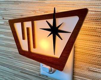 Mid Century Modern Night Light | "Starlite II" Design | Ambient Lighting | Plug In Wall Light | Atomic Avocado Designs®