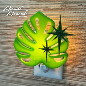 Monstera Leaf Night Light: Mid Century Modern Tiki Decor
