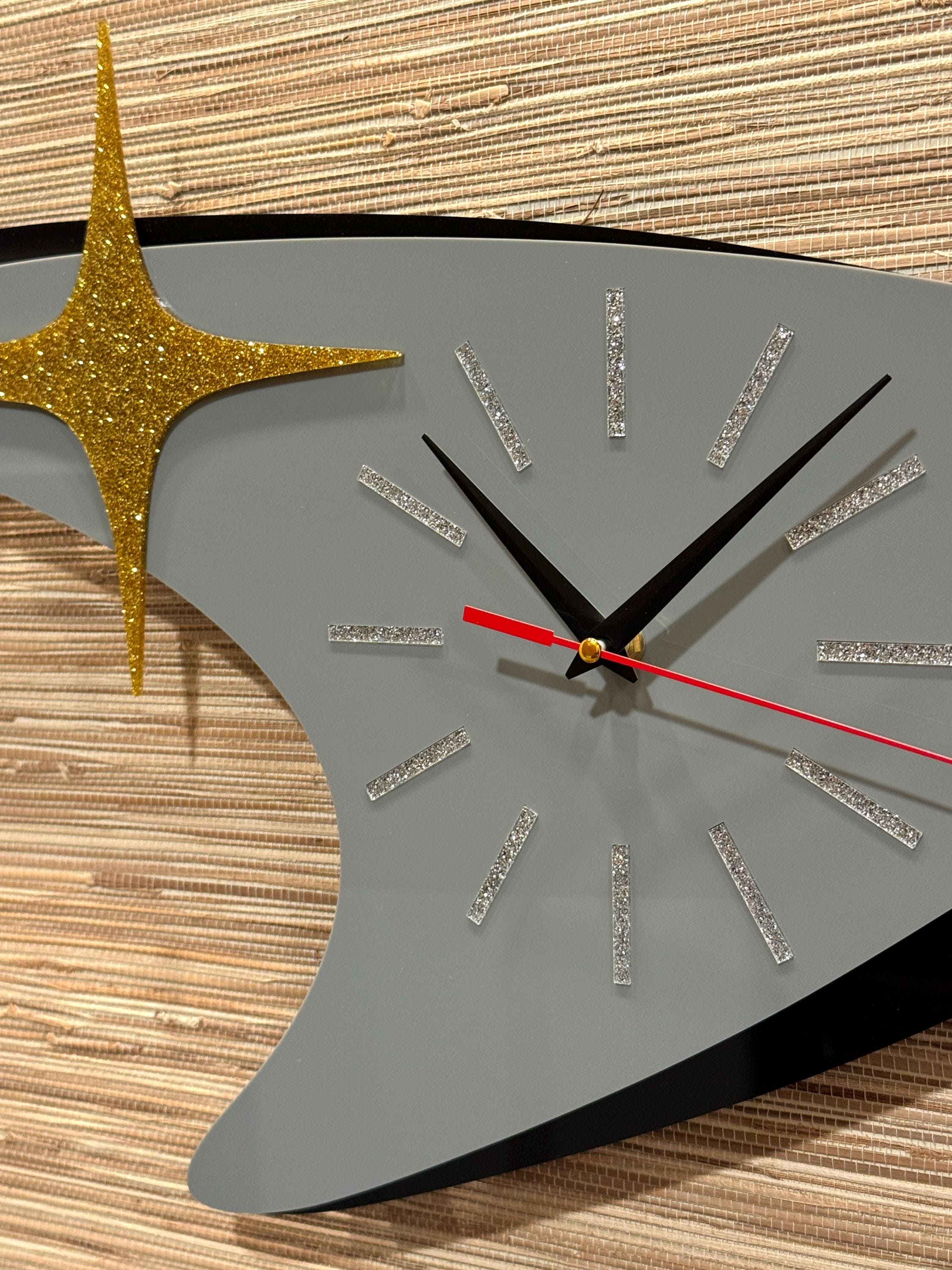 Retro Mid Century Modern “atomic Boomerang" Wall Clock | Custom With ...