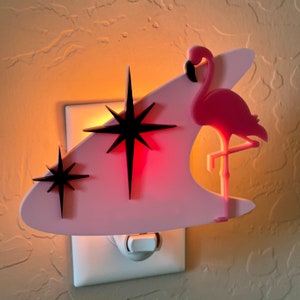 Mid Century Modern Night Light Atomic Flamingo Design Ambient Lighting Plug In Wall Light Atomic Avocado Designs® image 6