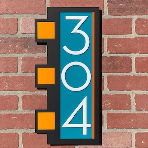 Mid Century Modern &quot;Usonian&quot; Address Sign | Modern House Numbers | Frank Lloyd Wright Inspired | Atomic Avocado Designs®