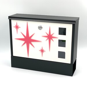 Mid Century Modern Stylized Mailbox with Atomic Starbursts Atomic Avocado Designs® zdjęcie 5