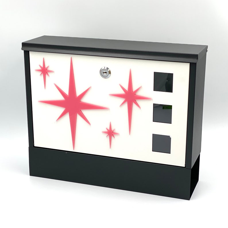 Mid Century Modern Stylized Mailbox with Atomic Starbursts Atomic Avocado Designs® image 5