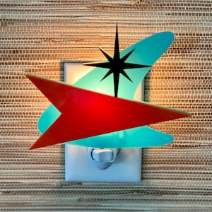 Mid Century Modern Night Light Atomic Boomerang Design Ambient Lighting Plug In Wall Light Atomic Avocado Designs® image 2
