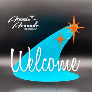 Mid Century Modern Atomic Boomerang&quot; Welcome Sign | Wall Art | Retro Decor | Atomic Avocado Designs®
