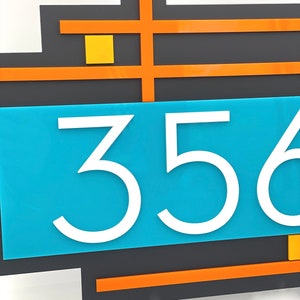 3D Mid Century Modern Wright Address Sign Modern House Numbers Frank Lloyd Wright Inspired Atomic Avocado Designs® image 2