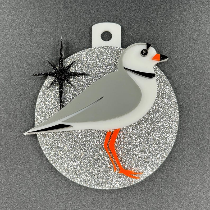 Atomic piping Plover Christmas Tree Ornament Holiday Decor Endangered