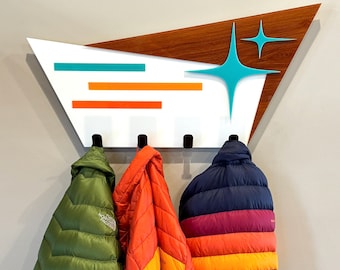 LARGE Mid Century Modern Coat Rack Modern Towel Hooks MCM Dog