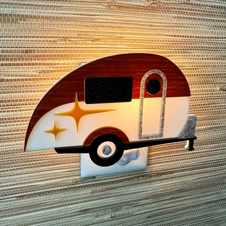 Mid Century Modern Teardrop Camper Night Light Vintage Style Travel Trailer Airstream Retro Camper Atomic Avocado Designs® image 4