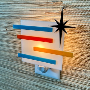 Mid Century Modern Night Light | &quot;Linear&quot; Design | Ambient Lighting | Plug In Wall Light | Atomic Avocado Designs®