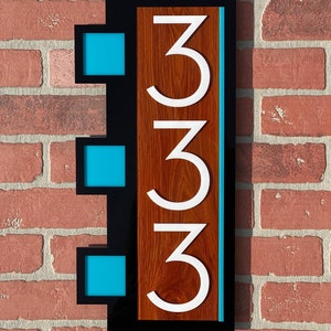 3D Mid Century Modern "Usonian" Address Sign | Modern House Numbers | Frank Lloyd Wright Inspired | Atomic Avocado Designs®