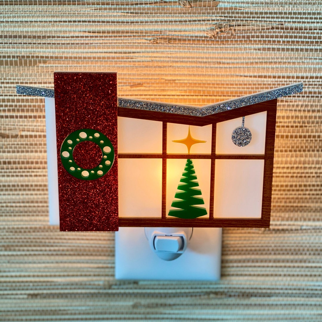 Mid Century Modern Night Light home for the Holidays Christmas Edition