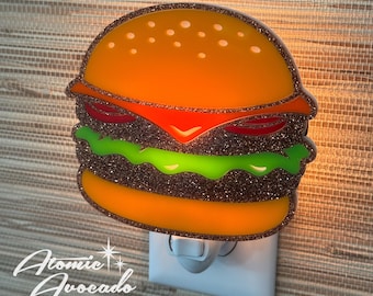 Handcrafted "Cheeseburger" Night Light | Foodie | Kitchen Pop Art | Diners and Drive-Ins | Nostalgic Fast Food | Atomic Avocado Designs®