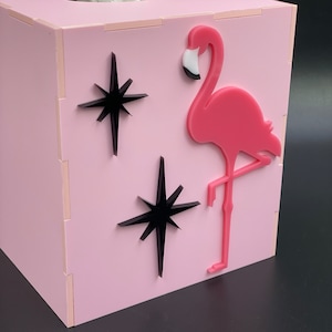 Mid Century Modern Tissue Box Cover Atomic Flamingo Design Retro Pink Flamingo Mid Century Decor Atomic Avocado Designs® image 4