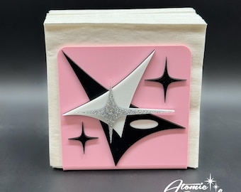 Mid Century Modern Napkin Holder | "Space Age" Design | Sparkle Stars | Envelope - Mail Holder | Atomic Avocado Designs