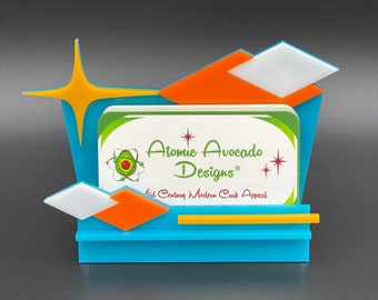 Mid Century Modern Business Card Holder | Modern Office Decor | Retro Office Accent | Atomic Avocado Designs®