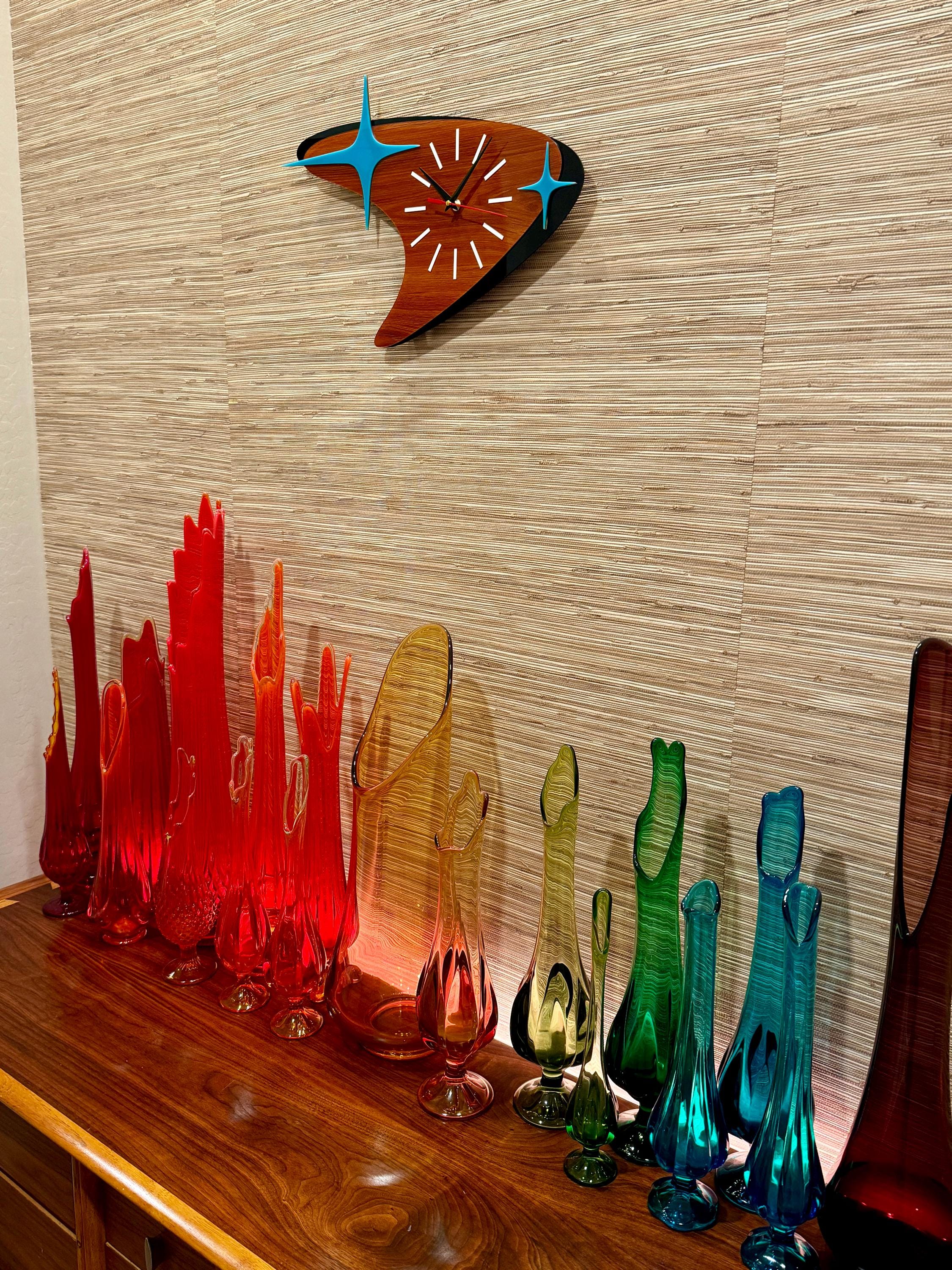 Retro Mid Century Modern “atomic Boomerang" Wall Clock | Three ...