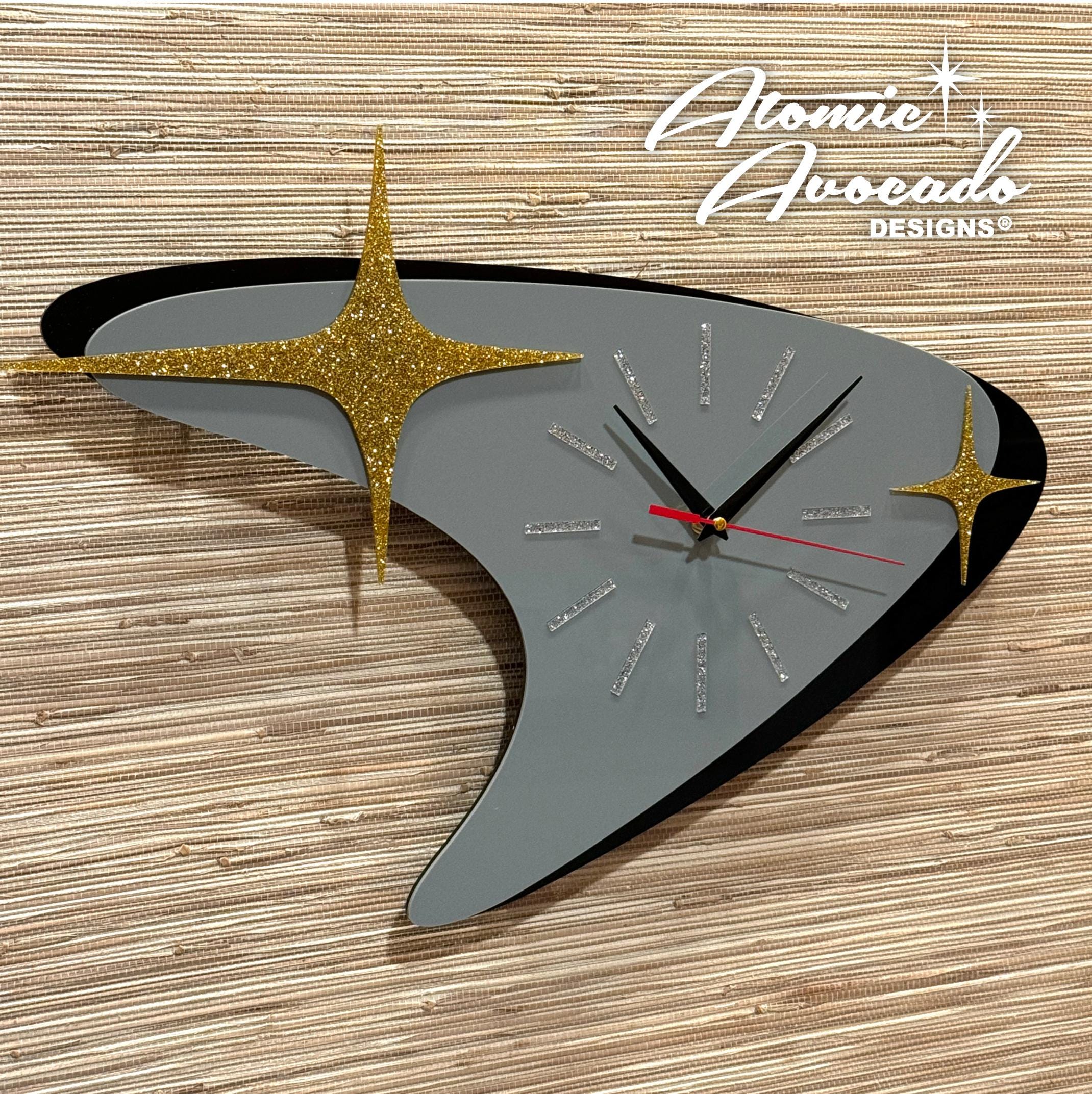 Retro Mid Century Modern “atomic Boomerang" Wall Clock | Custom With ...