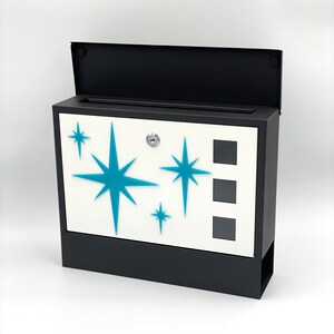 Mid Century Modern Stylized Mailbox with Atomic Starbursts Atomic Avocado Designs® zdjęcie 2