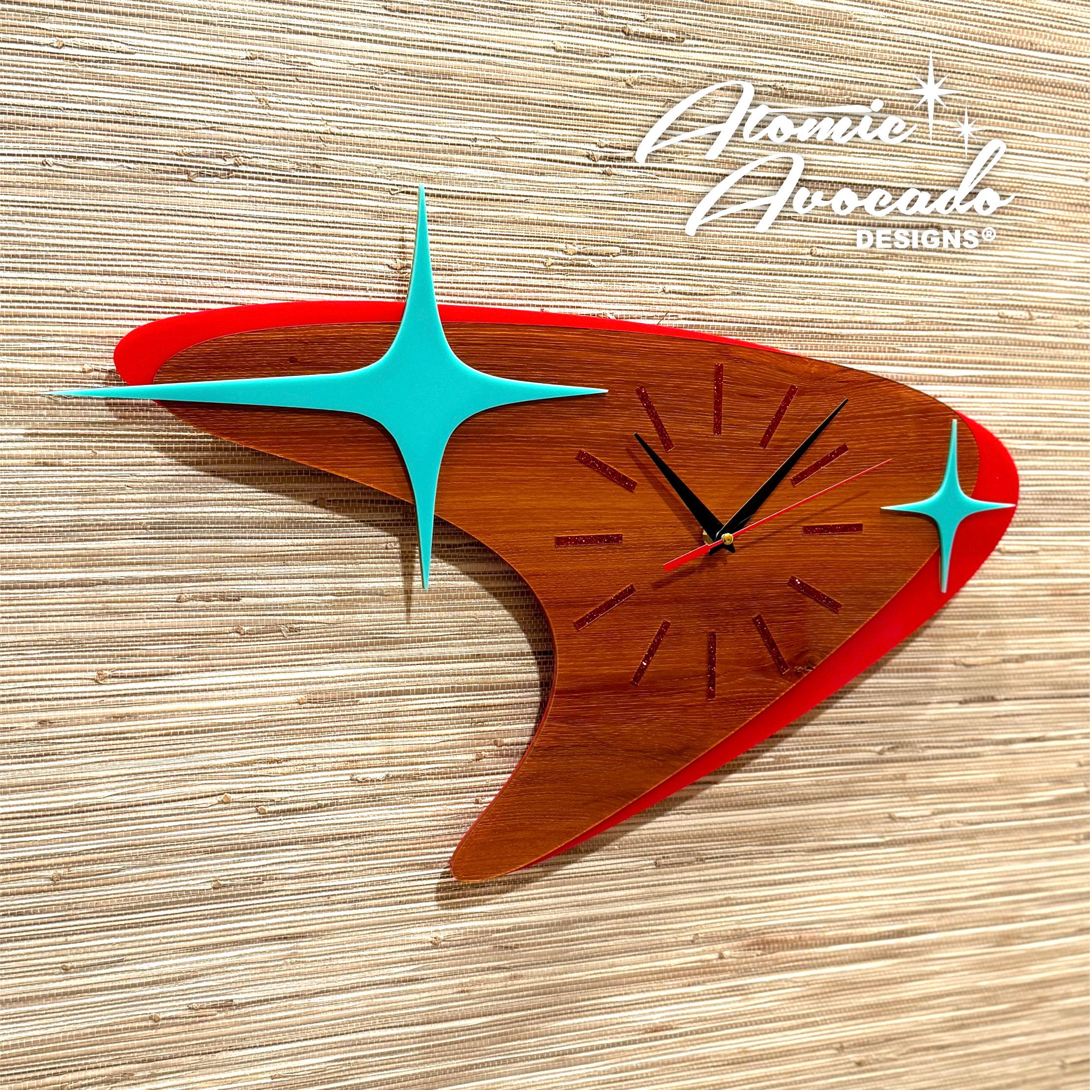 Retro Mid Century Modern “atomic Boomerang" Wall Clock | Three ...