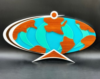 3D Mid Century Modern "World Map" Wall Art | Witco-Inspired | Retro Decor | MCM Wall Art | Wilrongo | Atomic Avocado Designs®