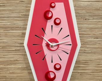 Mid Century Modern “Mid Mod Tick Tock" Wall Clock | Handcrafted | 3D Retro Wall Art | MCM Decor | Silent Sweep | Atomic Avocado Designs®