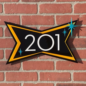 Mid Century Modern "Bow Tie" Address Sign: Retro House Numbers