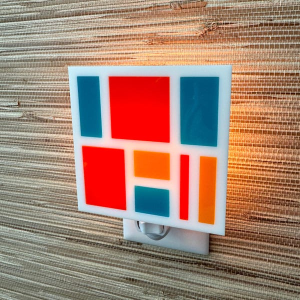 Mid Century Modern "Mondrian" Night Light | Piet Mondrian-Inspired | Retro Wall Light | Modernism | MCM Decor | Atomic Avocado Designs®
