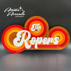 Letrero con nombre personalizado "Supergraphics" retro de los años 70 / Decoración estilo años 70 / Posmoderno / Arte de los años 70 / Rayas retro / Atomic Avocado Designs®