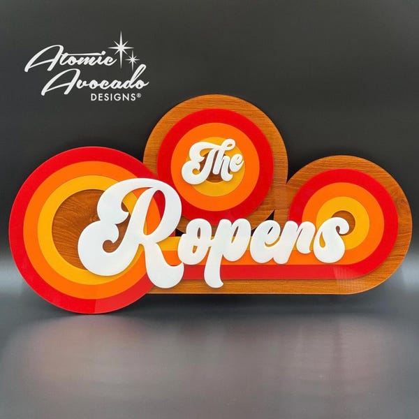 Retro 70s Supergraphics Family Name Sign: Retro Seventies Stripes