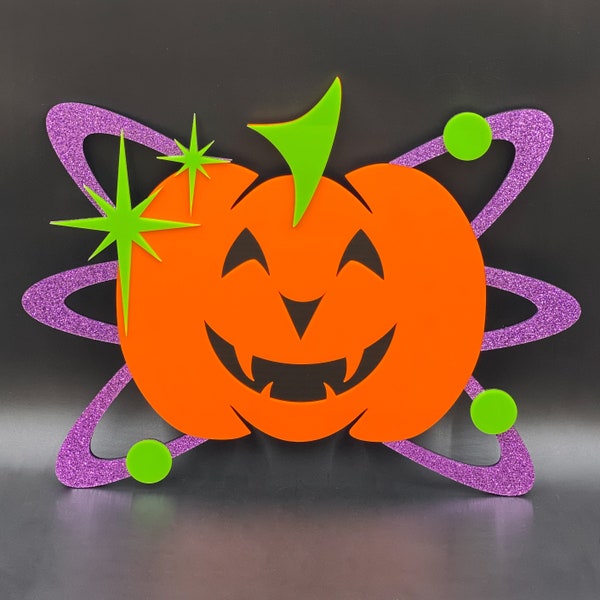 3D Mid Century Modern "Atomic Pumpkin" Sign | Halloween Decor | Atomic Wall Art | October | Fall Decor | Atomic Avocado Designs®