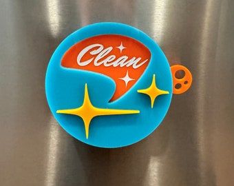 3D Mid Century Modern "Space Age" Dishwasher Magnet | Clean Dirty Dishes | New & Improved Design! | Retro Kitchen | Atomic Avocado Designs®