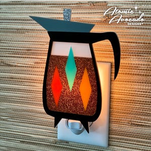 Mid Century Modern &quot;Percolator&quot; Night Light | Vintage Coffee Pot | Retro Cafe | Coffee Warmer | Coffee Gift | Atomic Avocado Designs®