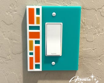 Mid Century Modern "Mondrian" Switch Plate Cover | Decorative MCM Light Switch | Retro Wall Plate | Atomic Avocado Designs®