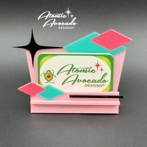 Mid Century Modern Business Card Holder | Modern Office Decor | Retro Office Accent | Boss Gift | Employee Gift | Atomic Avocado Designs®
