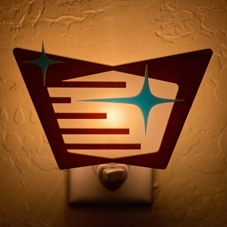 Mid Century Modern Night Light Coltrane Design Ambient Lighting Plug In Wall Light Atomic Avocado Designs® image 7