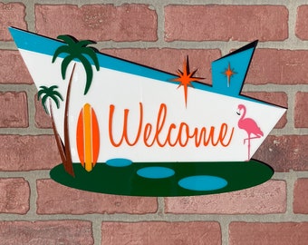 3D Mid Century Modern "Floridian" Welcome Sign | Wall Art | Retro Decor Modern Decor | Atomic Avocado Designs®