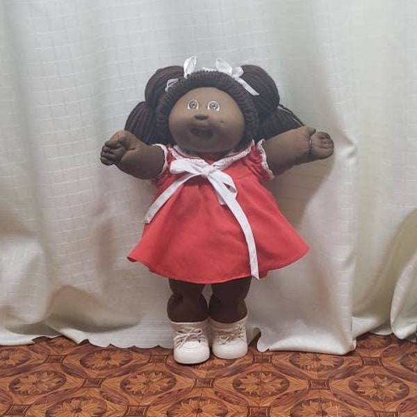 African American Cabbage Patch Doll 1985  Excellent Condition Wonderful Gift for Easter and Doll Collector Red Dress Shipping Included