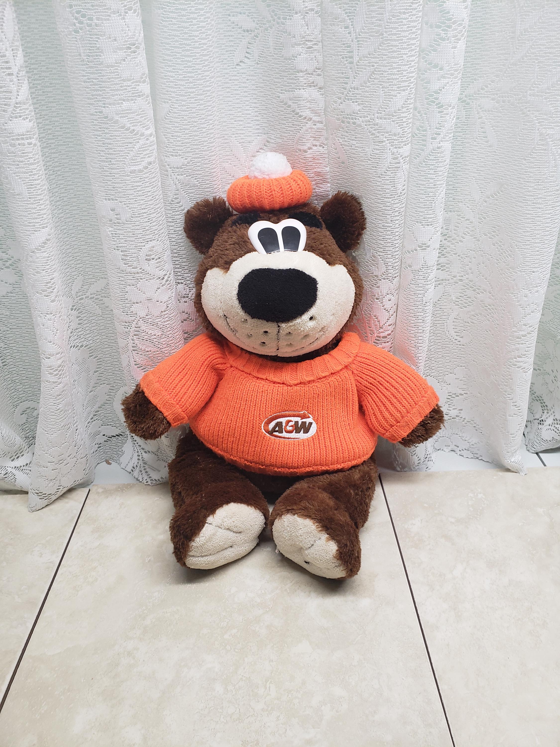 Vintage 1990s A&W Rooty Plush Bear With Original Sweater and Hat