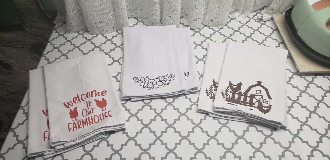 Handmade Egyptian Cotton Dish Towels, Choose a Design From 3, Set of