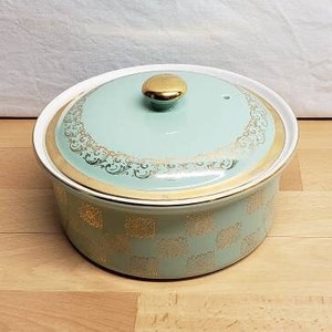 Hall USA Vented Green and Gold Covered Serving/Casserole Dish, FREE Delivery