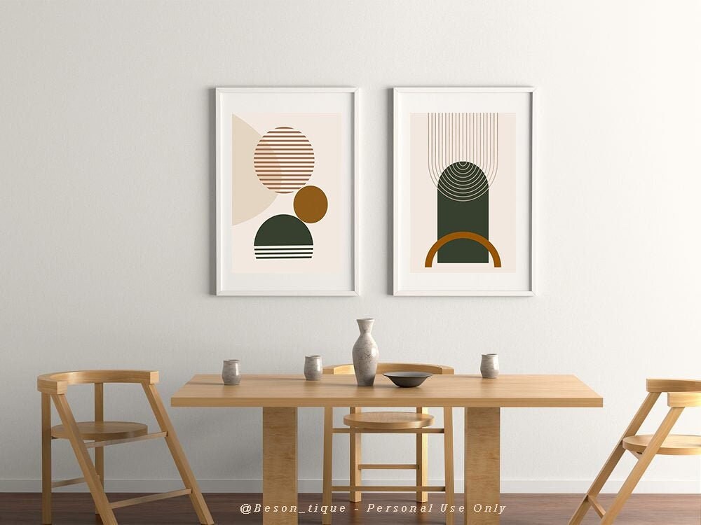 Modern Abstract Digital Prints, Set of 2 Minimalist Geometric Printable ...